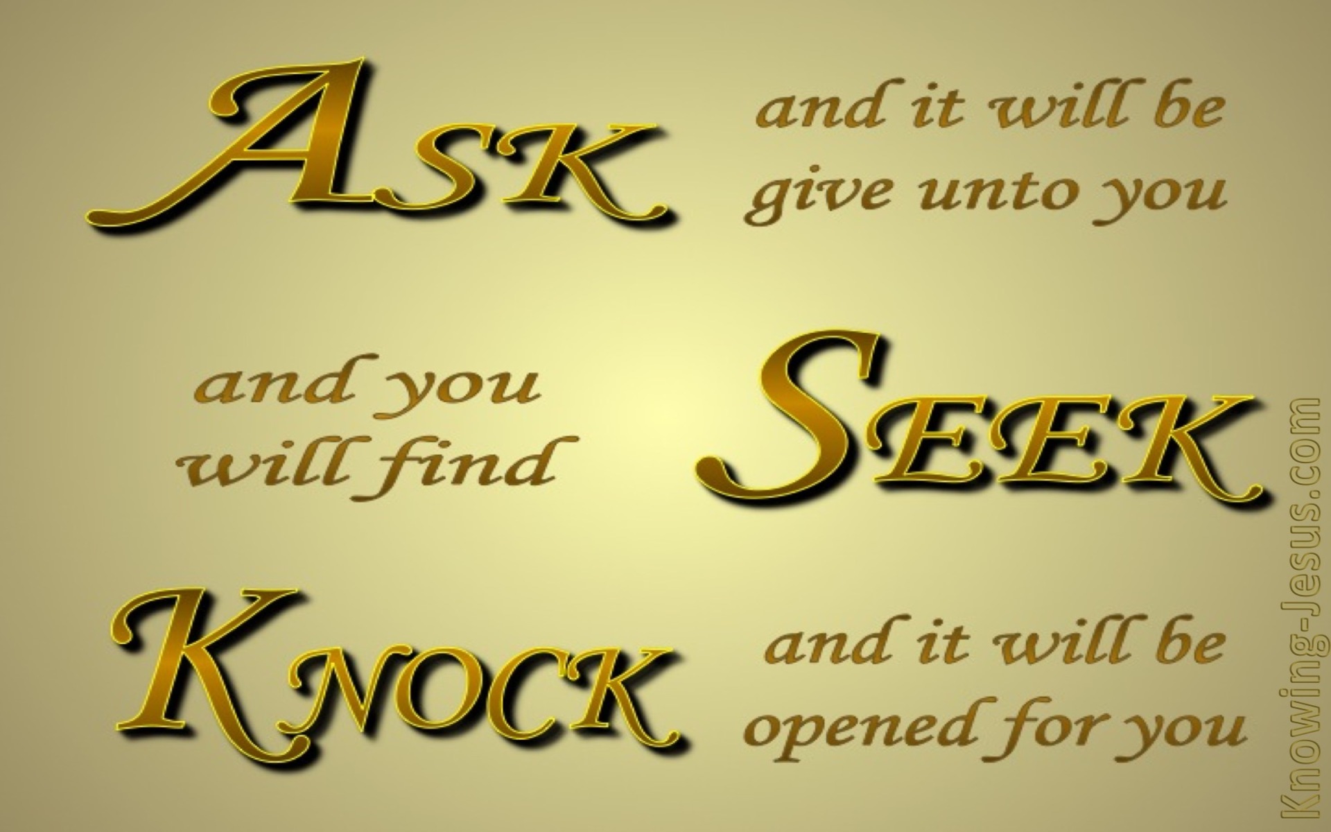 Matthew 7:7 Ask, Seek, Knock (gold)